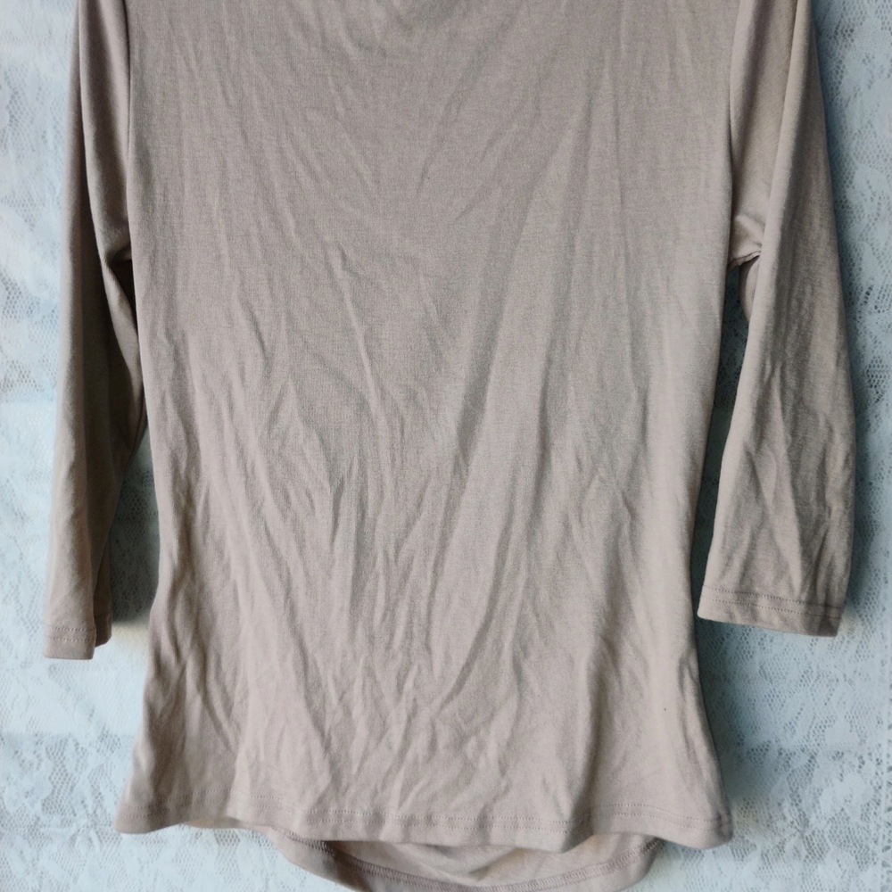 Allegra K Beige Ruched Button Blouse - Picture 2 of 5
